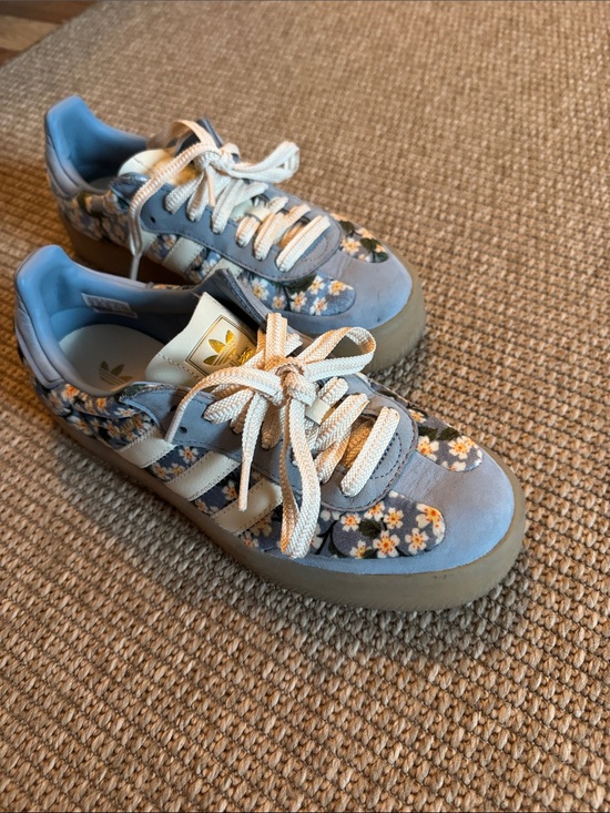 adidas Shoes - adidas x Liberty London Baby Blue and Cream Floral Velour and Suede Sambaes